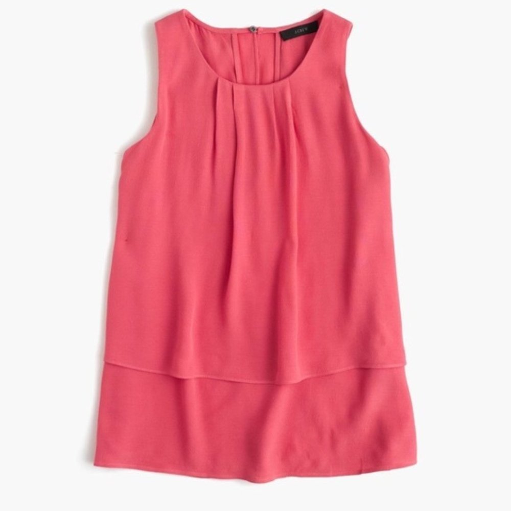NWT J Crew Tiered Crepe Salmon Pink Tank Top (Size 6)